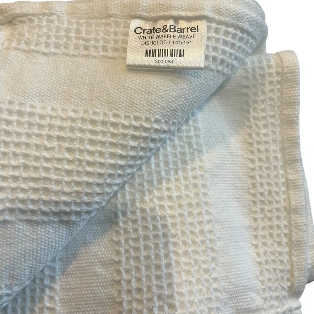 Crate And Barrel White Waffle Weave Dishcloth 14”x15” Set Of 4